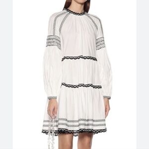 Ulla Johnson White Mini Dress with Black Trim